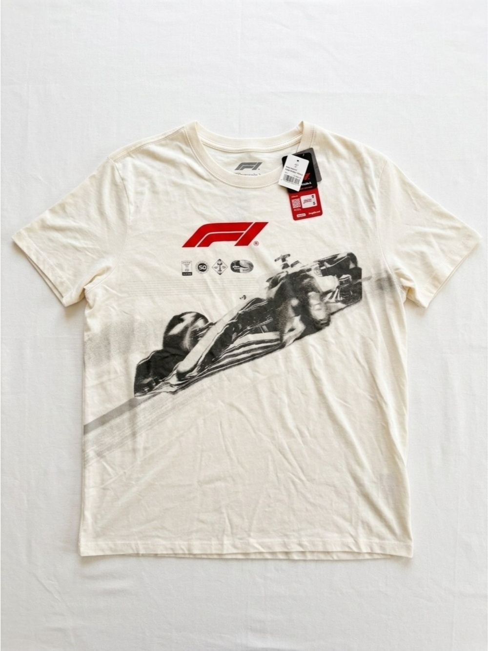 Formula 1 Official Licensed T-Shirt, Whisper White, Size 2X